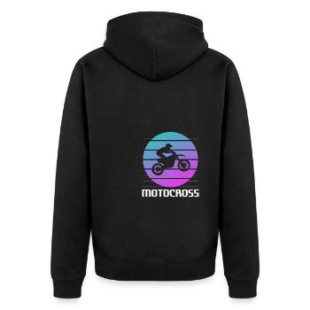 Retro Vintage Classic Motocross Dirt Bike Biker - Unisex Premium Bio Zip Hoodie - Schwarz - Hinten - Nico (187cm)