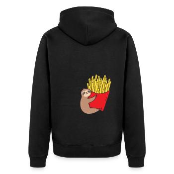 Pommes Frites Pommes Geschenk Pommes Fritten Spruc - Unisex Premium Bio Zip Hoodie - Schwarz - Hinten - Nico (187cm)