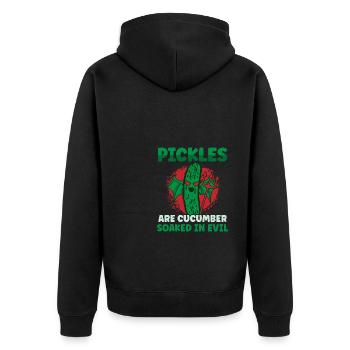 Funny Pickles Are Cucumbers - Unisex Premium Bio Zip Hoodie - Schwarz - Hinten - Nico (187cm)
