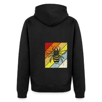 Vintage Bienen Flüsterer Bee Imker Biene Imkerei M - Unisex Premium Bio Zip Hoodie - Schwarz - Hinten - Nico (187cm)