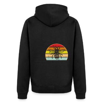 Vintage Bienen Flüsterer Bee Imker Biene Imkerei M - Unisex Premium Bio Zip Hoodie - Schwarz - Hinten - Nico (187cm)