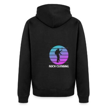 Retro Vintage Classic Rock Climbing Climber - Unisex Premium Bio Zip Hoodie - Schwarz - Hinten - Nico (187cm)