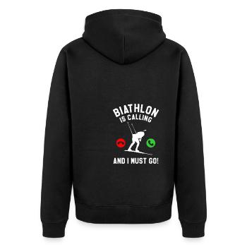 Biathlon Is Calling And I Must Go Biathlete - Unisex Premium Organic Zip Hoodie - black - Back - Nico (187cm)