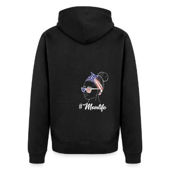 American Mom Life - Unisex Premium Bio Zip Hoodie - Schwarz - Hinten - Nico (187cm)