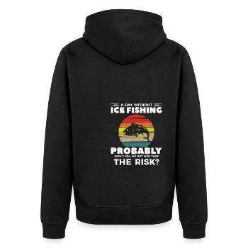 Une journée sans pêche sur glace ne me tuera probablement pas - Veste à capuche bio Premium Unisexe - noir - Dos - Nico (187cm)