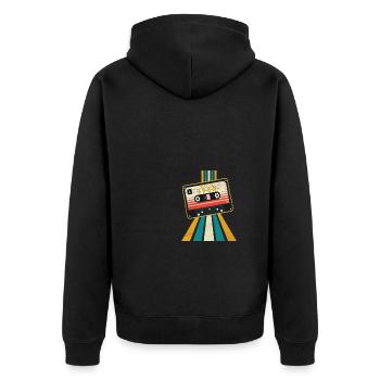 Funky Souls Retro Vintage Best Of 1980 Tape - Unisex Premium Bio Zip Hoodie - Schwarz - Hinten - Nico (187cm)