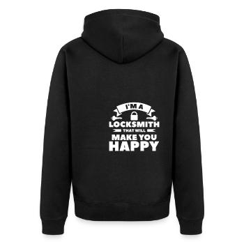 I'm A Locksmith That Will Make You Happy For A - Unisex Premium Bio Zip Hoodie - Schwarz - Hinten - Nico (187cm)