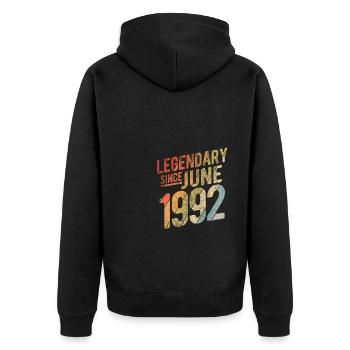 30th Birthday Gift Legendary Since June 1992 30 Ye - Unisex Premium Bio Zip Hoodie - Schwarz - Hinten - Nico (187cm)