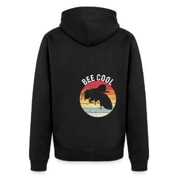 Bee Cool Bienen Imker Nachhaltigkeit Klimaschutz G - Unisex Premium Bio Zip Hoodie - Schwarz - Hinten - Nico (187cm)