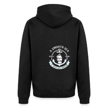 Segler Segelschiff Segelboot - Unisex Premium Bio Zip Hoodie - Schwarz - Hinten - Nico (187cm)