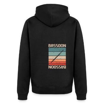 Retro Vintage Classic Bassoon Player Instrument - Unisex Premium Bio Zip Hoodie - Schwarz - Hinten - Nico (187cm)