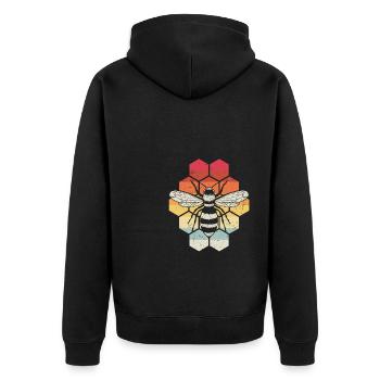 Vintage Bienen Flüsterer Bee Imker Biene Imkerei M - Unisex Premium Bio Zip Hoodie - Schwarz - Hinten - Nico (187cm)