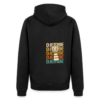 Retro Vintage Classic Djembe Player Instrument - Unisex Premium Organic Zip Hoodie - black - Back - Nico (187cm)
