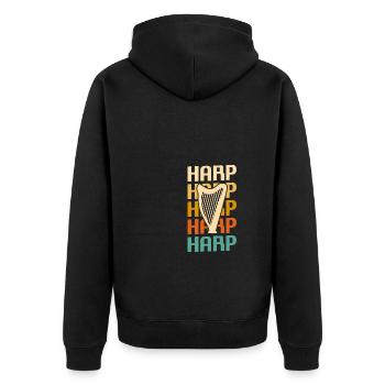 Retro Vintage Classic Harp Instrument Guita - Unisex Premium Organic Zip Hoodie - black - Back - Nico (187cm)