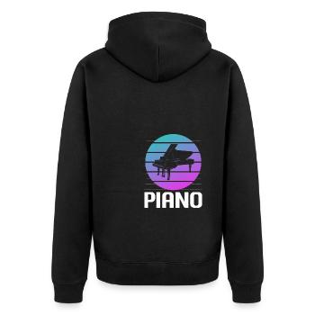 Pianiste d’instrument de piano classique rétro vintage - Veste à capuche bio Premium Unisexe - noir - Dos - Nico (187cm)