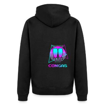Retro Vintage Classic Congas Player Instrument - Unisex Premium Bio Zip Hoodie - Schwarz - Hinten - Nico (187cm)
