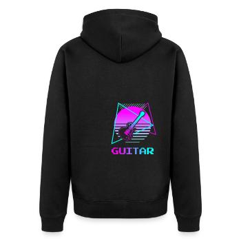 Retro Vintage Classic Guitar Instrument Guita - Unisex Premium Organic Zip Hoodie - black - Back - Nico (187cm)