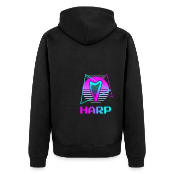 Retro Vintage Classic Harp Instrument Guita - Unisex Premium Organic Zip Hoodie - black - Back - Nico (187cm)