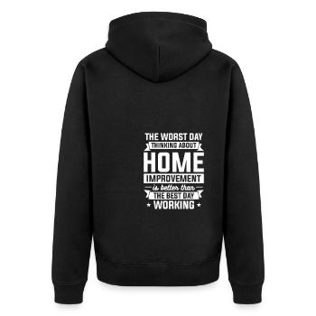 The Worst Day Thinking About Home Improvement Hand - Unisex Premium Organic Zip Hoodie - black - Back - Nico (187cm)
