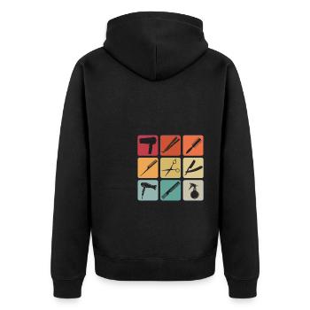 Friseur Vintage Friseur Retro Geschenk Barber - Unisex Premium Bio Zip Hoodie - Schwarz - Hinten - Nico (187cm)