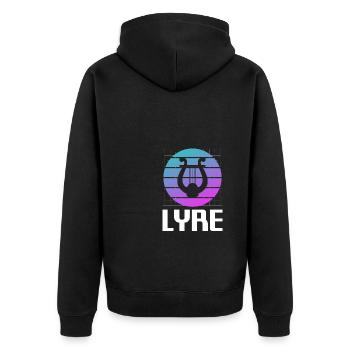 Retro Vintage Classic Lyre Player Instrument - Unisex Premium Organic Zip Hoodie - black - Back - Nico (187cm)