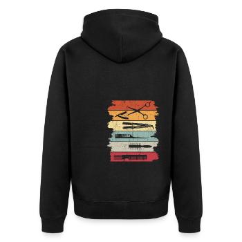 Friseur Vintage Friseur Retro Geschenk Barber Fris - Unisex Premium Bio Zip Hoodie - Schwarz - Hinten - Nico (187cm)