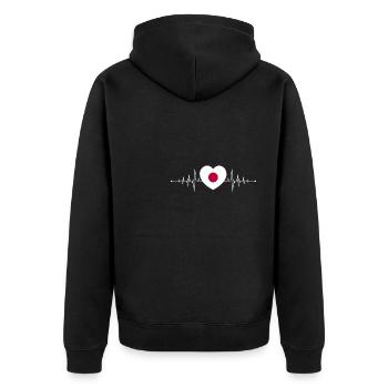 Japan Heartbeat Japanese Flag Japanese Gift - Unisex Premium Organic Zip Hoodie - black - Back - Nico (187cm)