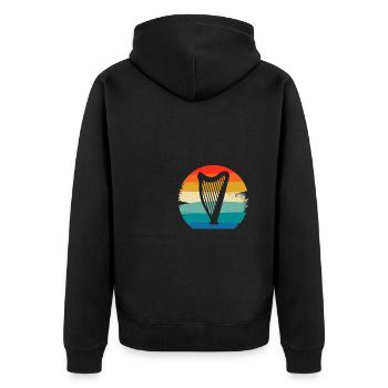 Retro Vintage Classic Harp Instrument Guita - Unisex Premium Organic Zip Hoodie - black - Back - Nico (187cm)