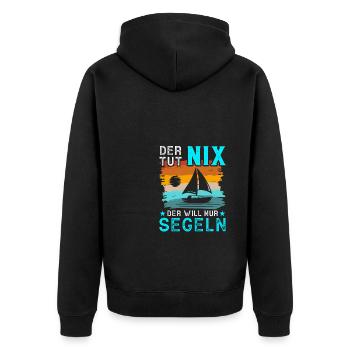 Segler Segelschiff Segelboot - Unisex Premium Bio Zip Hoodie - Schwarz - Hinten - Nico (187cm)