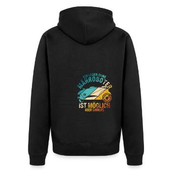 Mähroboter Garten Rasenroboter Mäher Spruch - Unisex Premium Bio Zip Hoodie - Schwarz - Hinten - Nico (187cm)