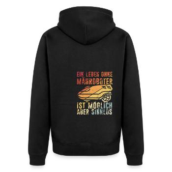 Mähroboter Garten Rasenroboter Mäher Gärtner Mähen - Unisex Premium Bio Zip Hoodie - Schwarz - Hinten - Nico (187cm)