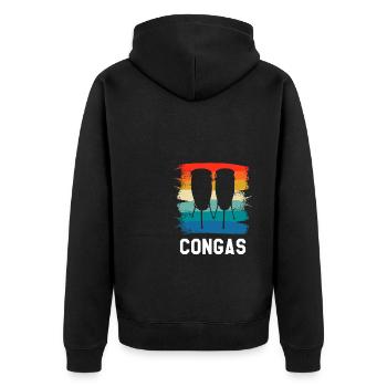 Retro Vintage Classic Congas Player Instrument - Unisex Premium Bio Zip Hoodie - Schwarz - Hinten - Nico (187cm)