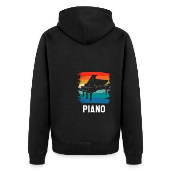 Pianiste d’instrument de piano classique rétro vintage - Veste à capuche bio Premium Unisexe - noir - Dos - Nico (187cm)