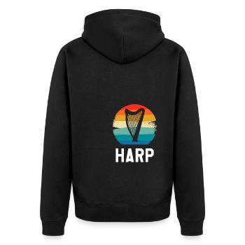 Retro Vintage Classic Harp Instrument Guita - Unisex Premium Organic Zip Hoodie - black - Back - Nico (187cm)