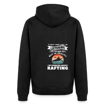 It May Look Like I'm Listening To You Rafting Kaya - Unisex Premium Organic Zip Hoodie - black - Back - Nico (187cm)