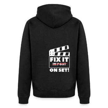 Fix It On Set Director Filmmaker Filmmaking - Unisex Premium Bio Zip Hoodie - Schwarz - Hinten - Nico (187cm)