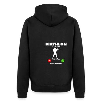 Biathlon Is Calling And I Must Go Biathlete - Unisex Premium Organic Zip Hoodie - black - Back - Nico (187cm)