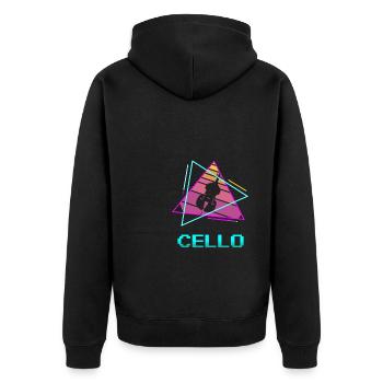 Retro Vintage Classic Cello Player Instrument - Unisex Premium Organic Zip Hoodie - black - Back - Nico (187cm)