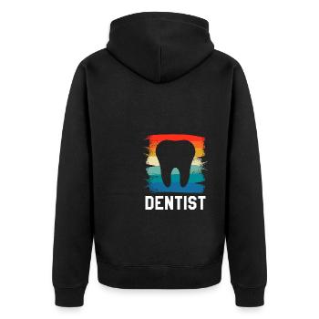 Retro Vintage Classic Dentist Dentistry - Unisex Premium Organic Zip Hoodie - black - Back - Nico (187cm)