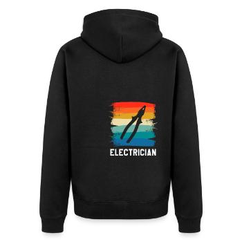 Retro Vintage Classic Electrician Electrical - Unisex Premium Bio Zip Hoodie - Schwarz - Hinten - Nico (187cm)