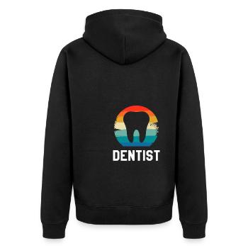 Retro Vintage Classic Dentist Dentistry - Unisex Premium Organic Zip Hoodie - black - Back - Nico (187cm)