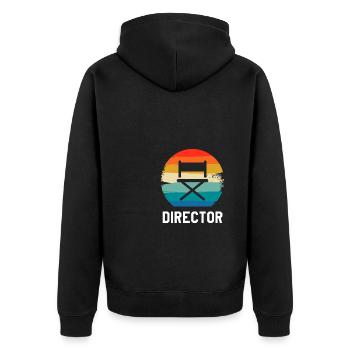 Retro Vintage Classic Director Filmmaking - Unisex Premium Bio Zip Hoodie - Schwarz - Hinten - Nico (187cm)
