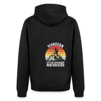 Wandern ist wie spazieren, nur krasser Wanderer Sp - Unisex Premium Bio Zip Hoodie - Schwarz - Hinten - Nico (187cm)