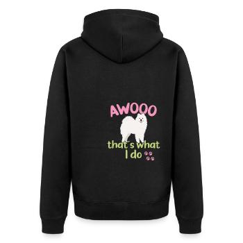 AWOOO - That's what I do - Unisex Premium Organic Zip Hoodie - black - Back - Nico (187cm)