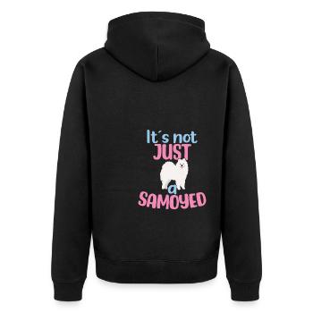 Es ist nicht NUR ein Samojeden - Unisex Premium Bio Zip Hoodie - Schwarz - Hinten - Nico (187cm)