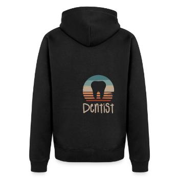 Retro Vintage Classic Dentist Dentistry - Unisex Premium Organic Zip Hoodie - black - Back - Nico (187cm)