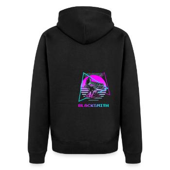 Retro Vintage Classic Blacksmith Blacksmithing - Unisex Premium Bio Zip Hoodie - Schwarz - Hinten - Nico (187cm)