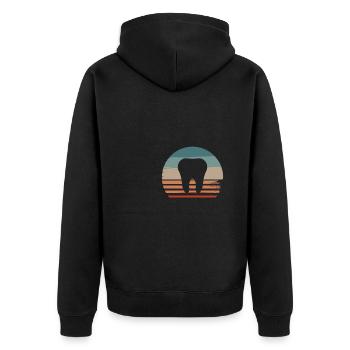 Retro Vintage Classic Dentist Dentistry - Unisex Premium Organic Zip Hoodie - black - Back - Nico (187cm)