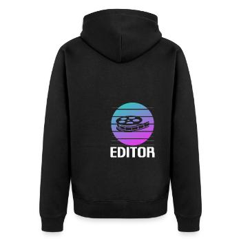 Retro Vintage Classic Editor Editing - Unisex Premium Bio Zip Hoodie - Schwarz - Hinten - Nico (187cm)