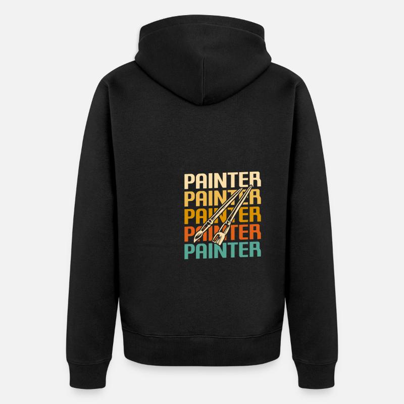 Retro Painter Paint Painting - Unisex Premium Bio Zip Hoodie - Schwarz
